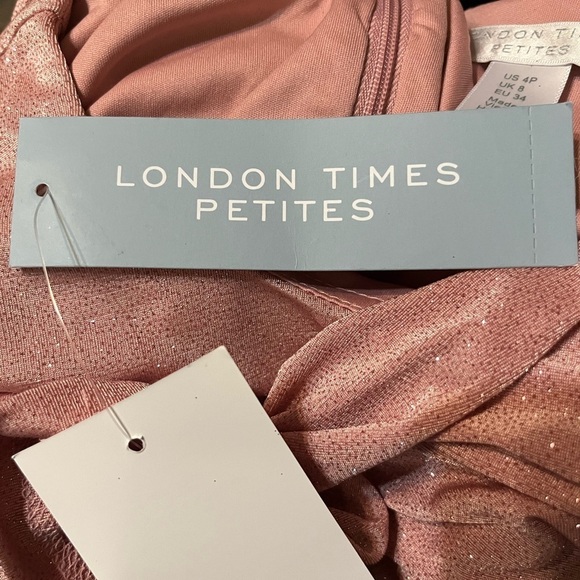 NWT London Times Women's Petite Size 3/4 Sleeve Criss Cross Waist Dress - Picture 4 of 5